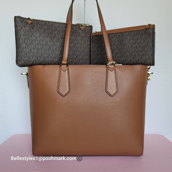 MICHAEL KORS Kimberly Embossed (PU) Large 3-in-1 Tote SET- Brown/Luggage 🎈$198. - Picture 7 of 16